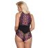 Body cu flori mărime mare Cottelli (negru-lila)  - 4XL