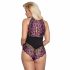 Body cu flori mărime mare Cottelli (negru-lila)  - 4XL