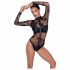 Body transparent cu mânecă lungă negru - Noir  - XL