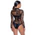 Body transparent cu mânecă lungă negru - Noir  - XL