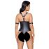 Cottelli Bondage - body deschis, cu inele, lucios (negru)  - M