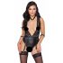 Body dantelat cu guler - Cottelli Bondage (negru)  - M