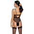 Cottelli - body deschis cu jartiere (negru) 