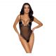 Cottelli - body din dantelă brodată cu deschidere (negru-violet)  - M