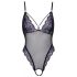 Cottelli - body din dantelă brodată cu deschidere (negru-violet)  - M