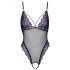 Cottelli - body din dantelă brodată cu deschidere (negru-violet)  - M