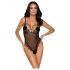 Cottelli - body din dantelă brodată cu deschidere (negru-violet)  - L