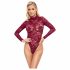 Cottelli - body transparent din dantelă (bordo)