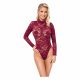 Cottelli - body din dantelă transparentă (burgundy) - M