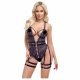 Cottelli - body sexy deschis cu bretele (negru)