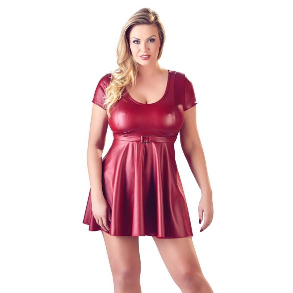 Rochie mini A-line bordo, mărime mare - Cottelli 