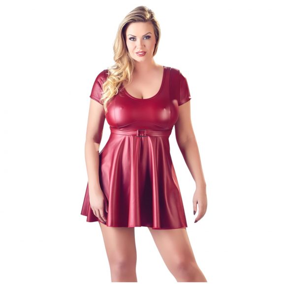 Rochie mini A-line bordo, mărime mare - Cottelli  - 2XL