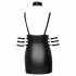 Rochie mini lucioasă cu guler Cottelli Bondage (negru) 