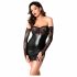 Noir - rochie din latex cu inserții de dantelă (negru)