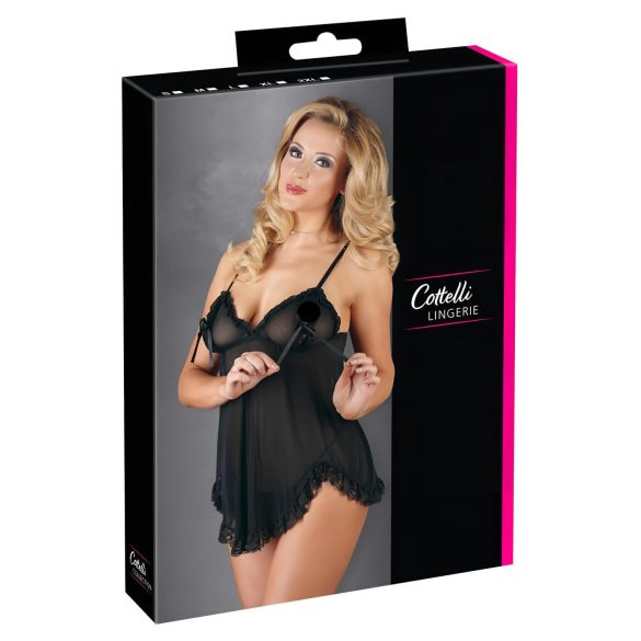 Cottelli - Babydoll lejer, cu volane (negru)