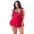 Cottelli Plus Size - babydoll din dantelă (roșu)  - XL