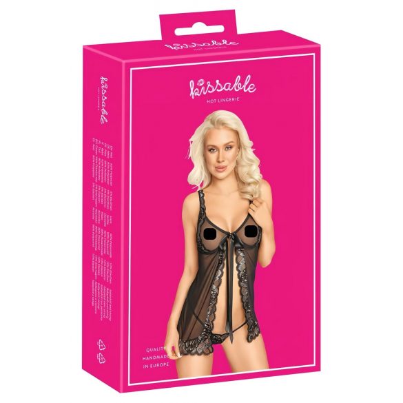 Babydoll deschis Kissable (negru) 