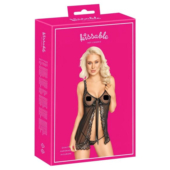 Babydoll deschis Kissable (negru) 