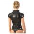 Top scurt cu fermoar pentru femei, din latex (negru)  - S