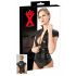 Top scurt cu fermoar pentru femei, din latex (negru)  - XL