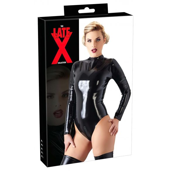 Body din latex cu mâneci lungi pentru femei (negru) 