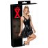 Rochie mini din latex cu fustă plisată (negru)  - M