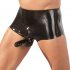 Boxeri din latex cu prelungitor pentru penis (negru)  - L/XL