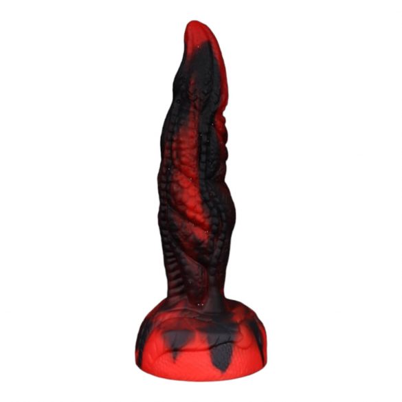 Dildo cu ventuză și textură striată OgazR Hell Dong - 20 cm (negru-roșu) 