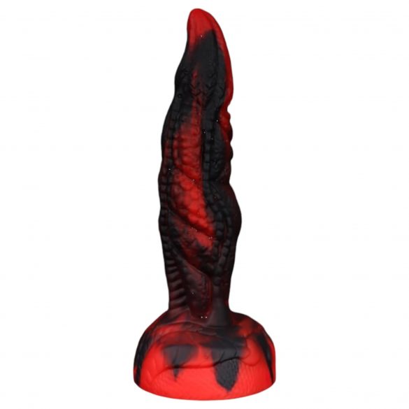 Dildo cu ventuză și textură striată OgazR Hell Dong - 20 cm (negru-roșu) 