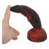 Dildo cu ventuză și textură striată OgazR Hell Dong - 20 cm (negru-roșu) 