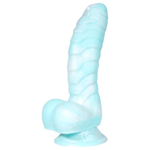 Serpent de Mare OgazR - dildo cu ventuză și textură - 17 cm (albastru cu alb) 