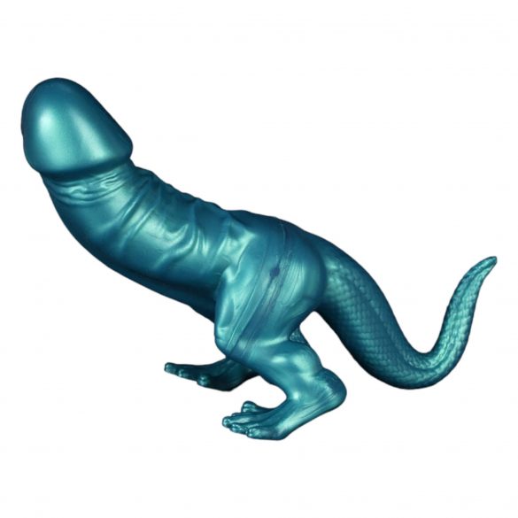 Dildo siliconic cu formă de dinozaur - 26 cm (turcoaz) 