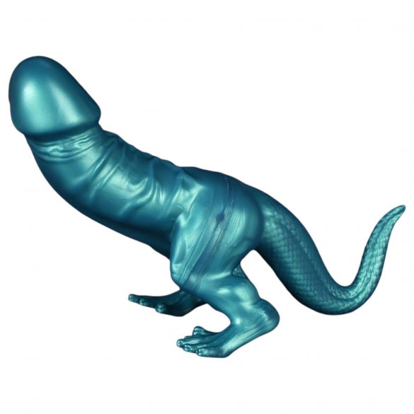 Dildo siliconic cu formă de dinozaur - 26 cm (turcoaz) 