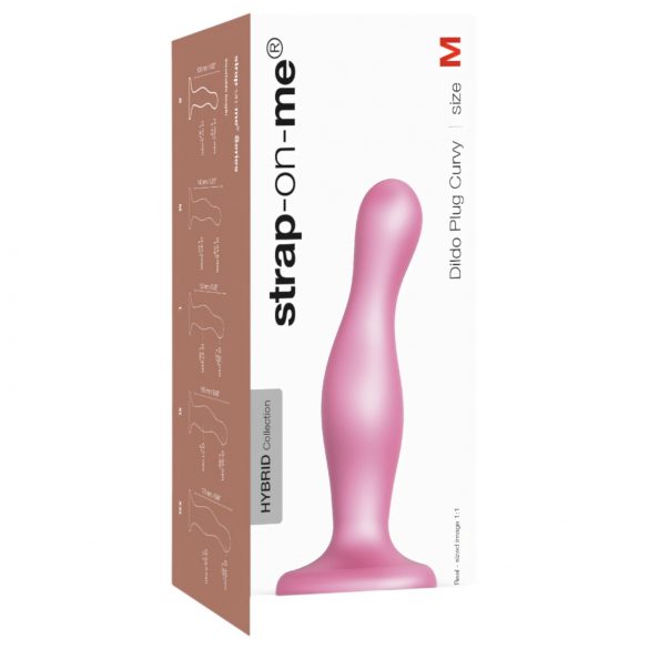 Strap-on-me Curvy M - dildo ondulat cu ventuză (roz) 