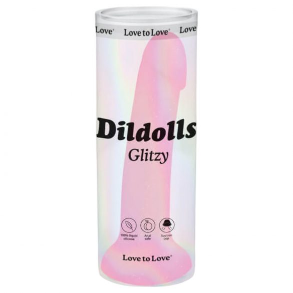 Dildolls Glitzy - dildo de silicon cu ventuză (roz) 