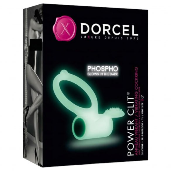 Dorcel - inel vibrat fosforescent pentru penis (alb) 