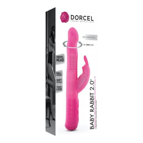 Dorcel Baby Rabbit 2.0 - vibrator cu acumulator și stimulator clitoridian (roz) 