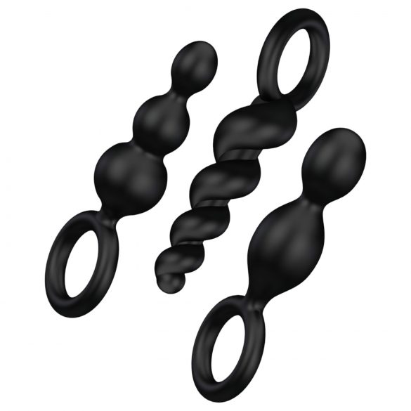 Satisfyer Booty Call - set dildo anal - negru (3 piese) 