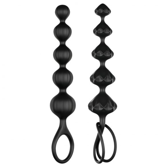 Satisfyer Love Beads - set dildo anal cu bile - negru (2 piese) 