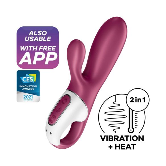 Satisfyer Hot Bunny - vibrator inteligent pentru clitoris cu încălzire (roșu) 