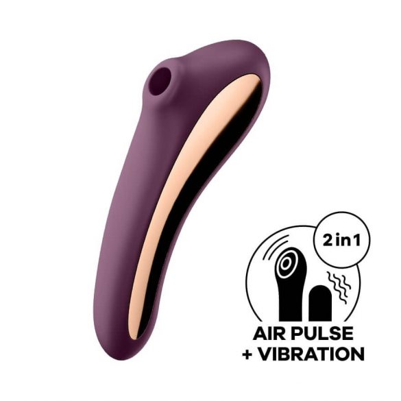 Satisfyer Dual Kiss - Vibrator 2în1 pentru clitoris și vaginal, reîncărcabil (mov) 