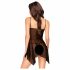 Penthouse Sweet Beast - babydoll și tanga cu trandafiri (negru)  - M/L