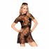 Rochie dantelă Poison Cookie, tanga și accesoriu de păr (negru)  - M/L