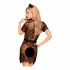 Rochie dantelă Poison Cookie, tanga și accesoriu de păr (negru)  - M/L