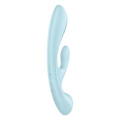   Satisfyer Triple Oh - vibrator cu braț pentru clitoris, alimentat de la baterie (albastru)