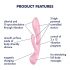 Satisfyer Triple Oh - vibrator cu acumulator pentru clitoris, roz 