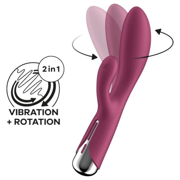 Satisfyer Spinning Rabbit 1 - vibrator cu braț rotativ pentru clitoris (roșu)