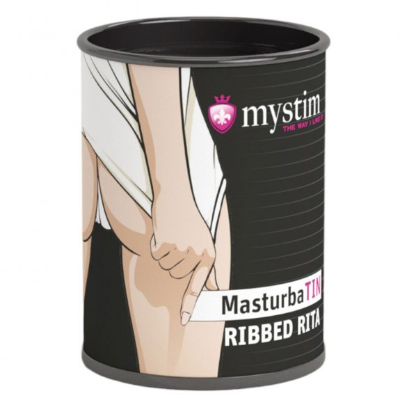 Mystim MasturbaTIN Ribbed Rita - masturbator cu nervuri (alb)