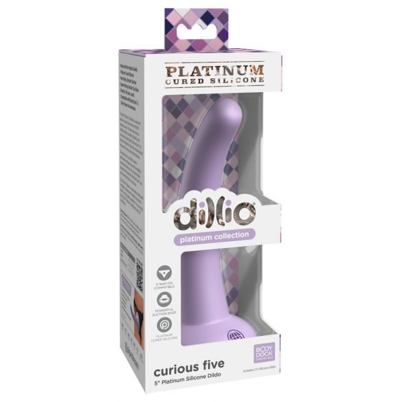 Dillio Curious Five - dildo de silicon cu ventuză (15cm) - mov 