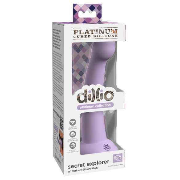 Exploratorul Secret Dillio - dildo cu ventuză și cap proeminent (17cm) - mov